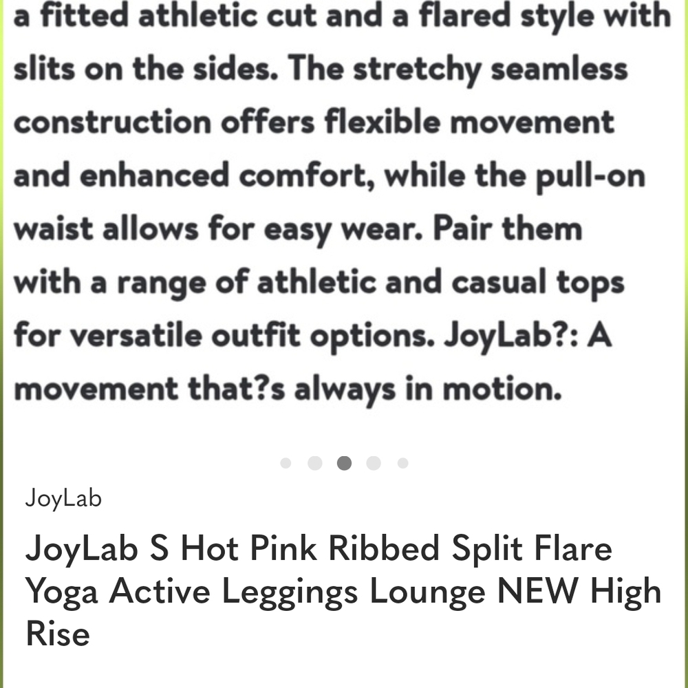 JoyLab Hot Pink Ribbed Flare Leggings - Picture 2 of 2